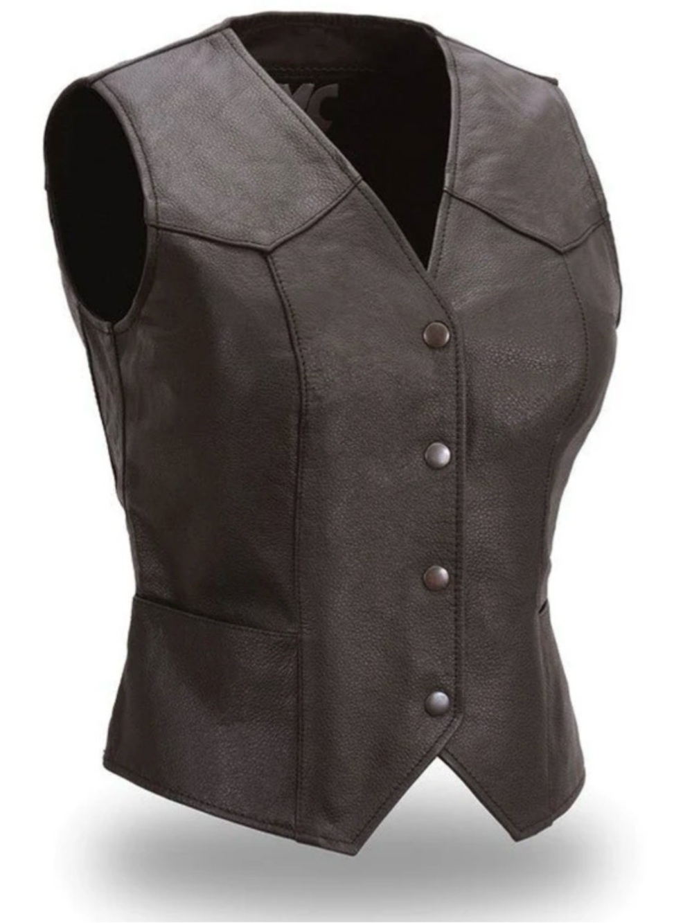 FMC Black Leather Women’s Motorcycle Vest